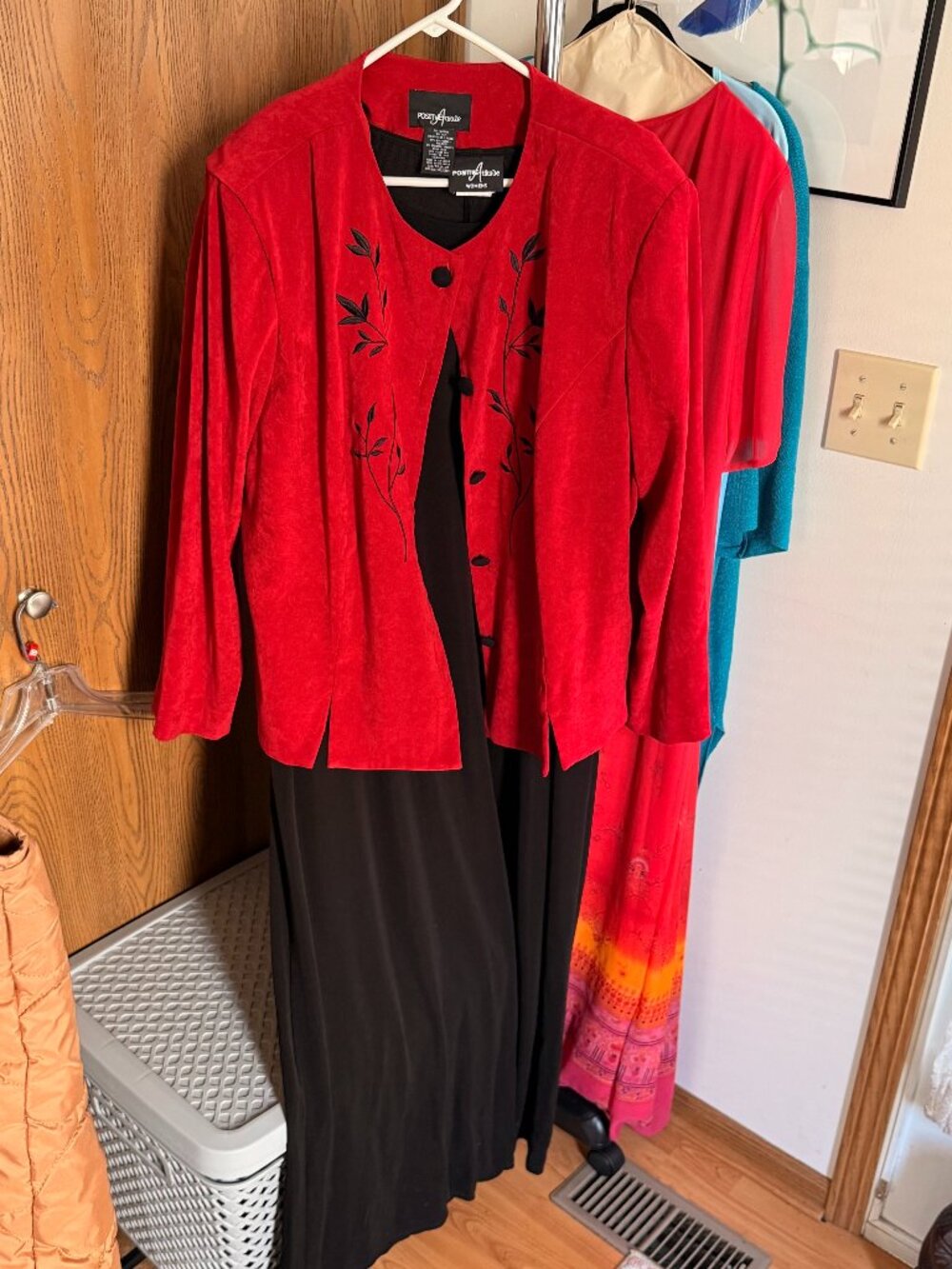 Positive Attitude Red Jacket Black Dress Set Plus Size